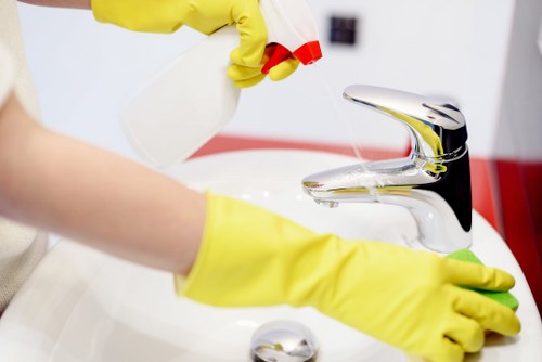 Carpet cleaner preparing safe equipment for a job