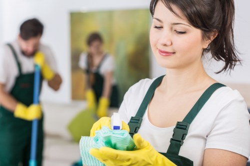 Experienced Kentish Town carpet cleaning specialists treating carpets carefully